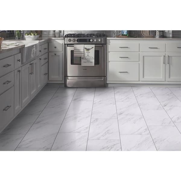 Trafficmaster Carrara Marble 12 In X, Stick On Tile Flooring For Kitchen