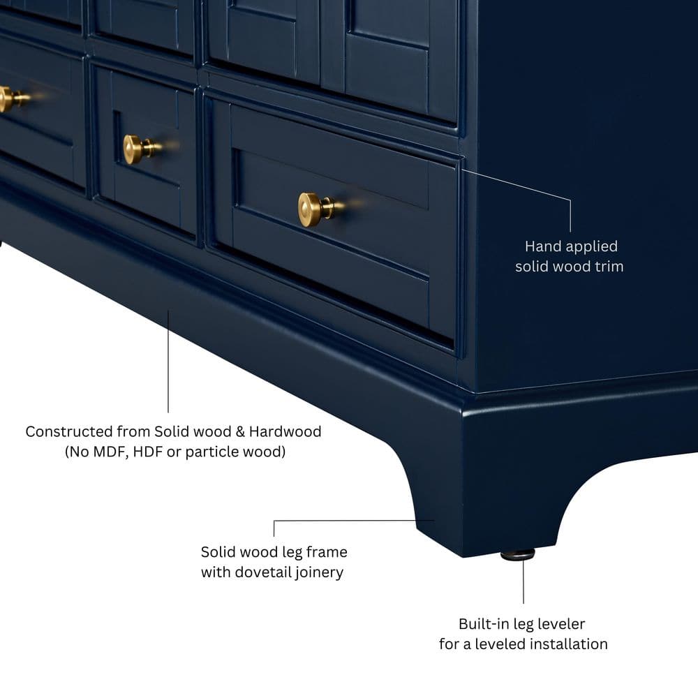Audrey 84'' Heritage Blue Double Vanity with Calacatta Quartz Top