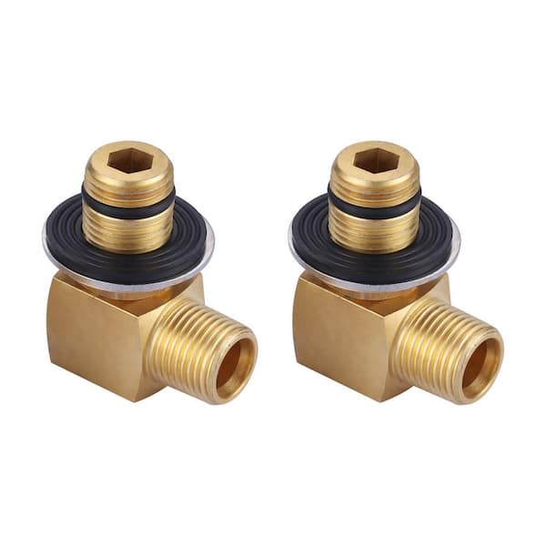 3/8 in. Male x 1/2 in. Female Connector Adapter, 90-Degree Brass Elbow Adapter Fitting(2 PCS)