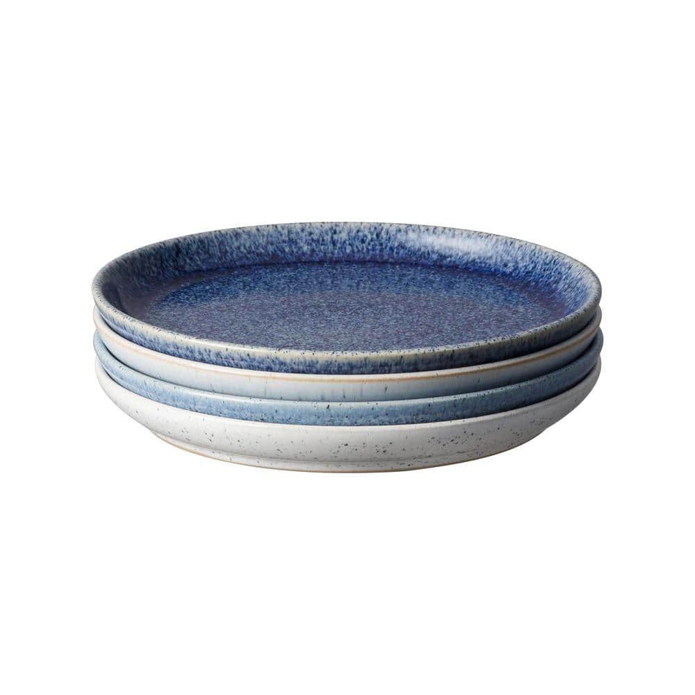 Handcrafted Ceramic Nautical Blue Salad Plates, Set of Four