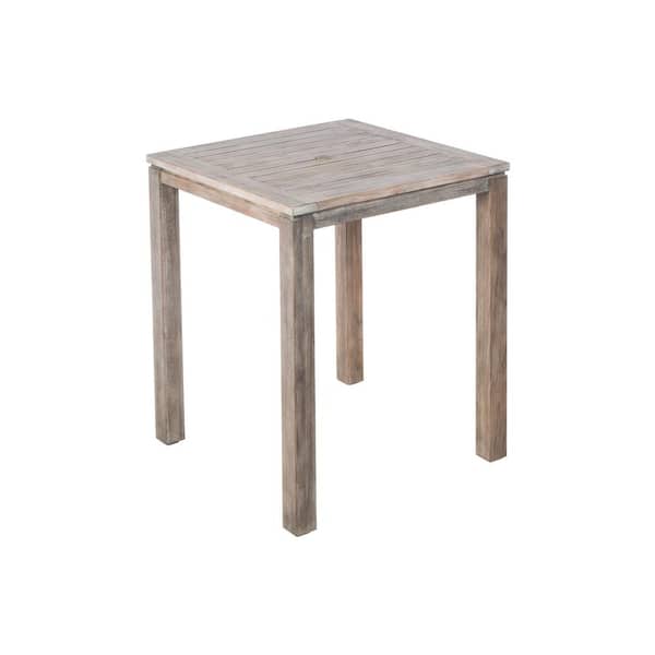 Alfresco Home Vintage Malvern 36 in. Square Wood Bar Table with umbrella hole
