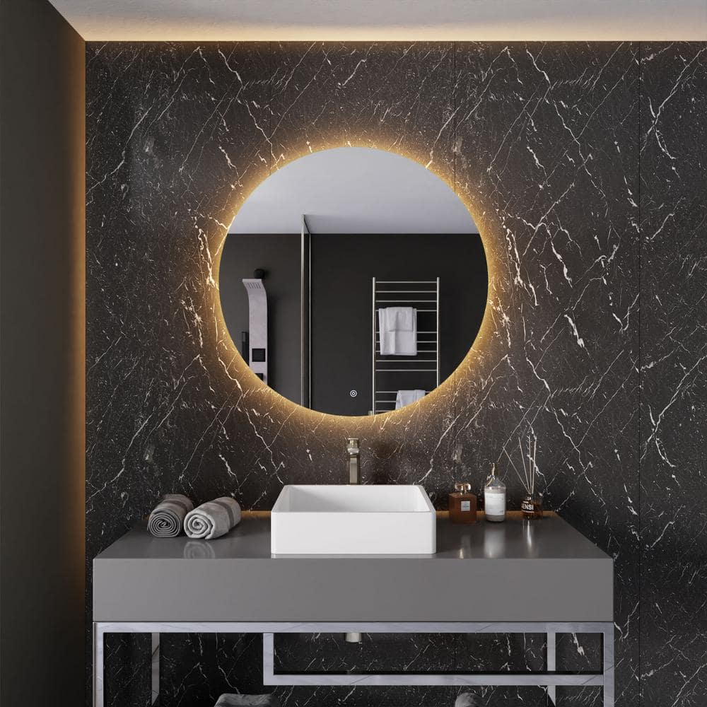 32-in. W x 32 in. H Large Round Frameless Wall Mounted LED Back Lighting Ba