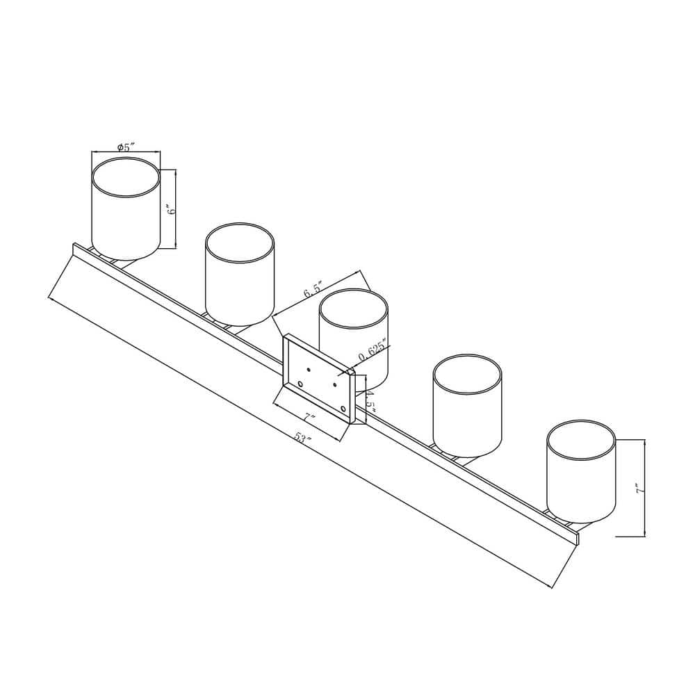 Mona 53" Brushed Nickel 5-Light Bath Vanity with Satin Opal Glass