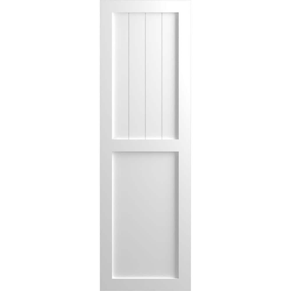 12 in. x 51 in. True Fit PVC Farmhouse/Flat Panel Combination Fixed Mount Board and Batten Shutters Pair in White price history on PriceWatchPro