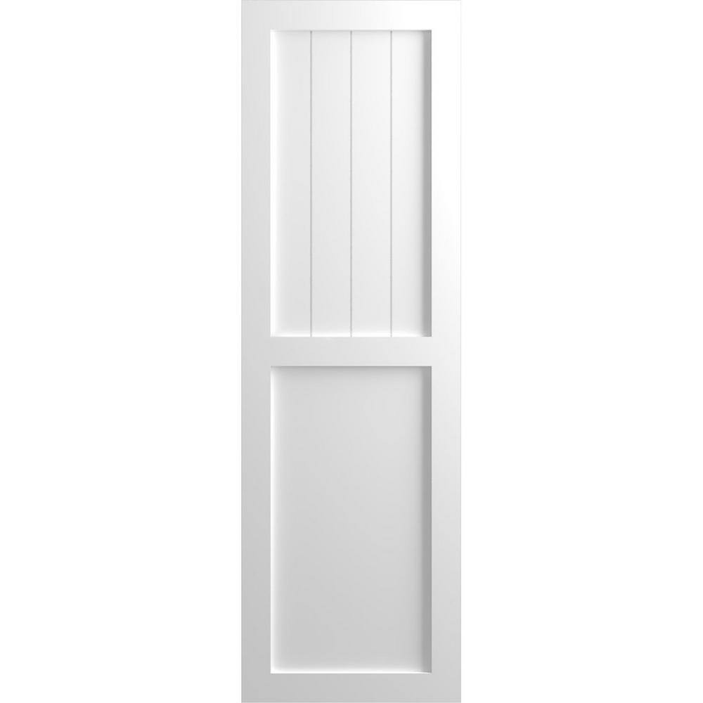 15 in. x 55 in. PVC True Fit Farmhouse/Flat Panel Combination Fixed Mount Board and Batten Shutters Pair in White price history on PriceWatchPro