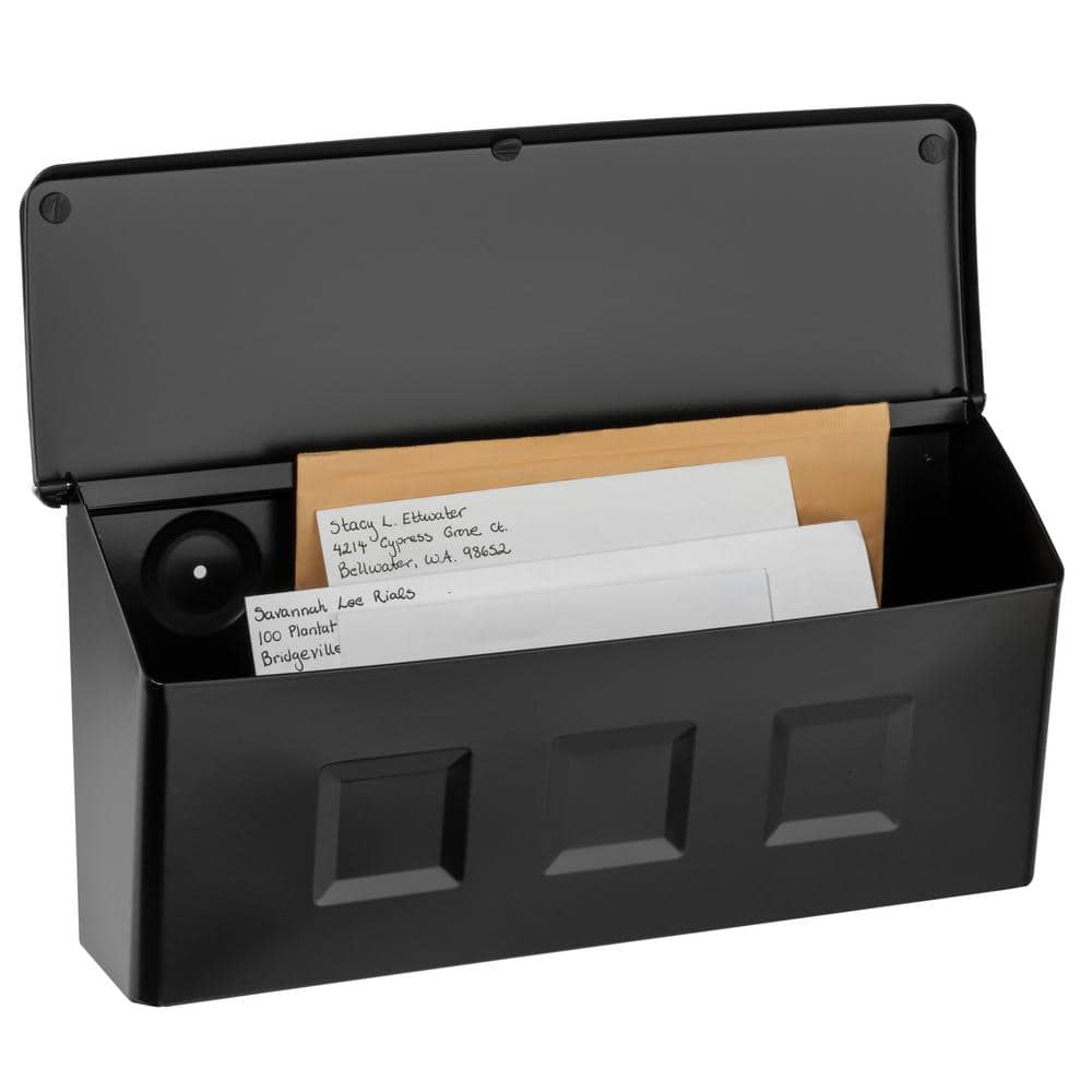 Small Black Powder Coated Steel Wall Mount Mailbox