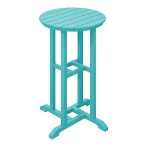 Laguna 24 in. Round Outdoor Dinining HDPE Plastic Counter Height Bistro Table in Turquoise