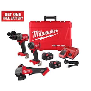 M18 FUEL 18-Volt Lithium-Ion Brushless Cordless Combo Kit 2-Tool with 2 Batteries Charger 4-1/2in. to 5in. Grinder