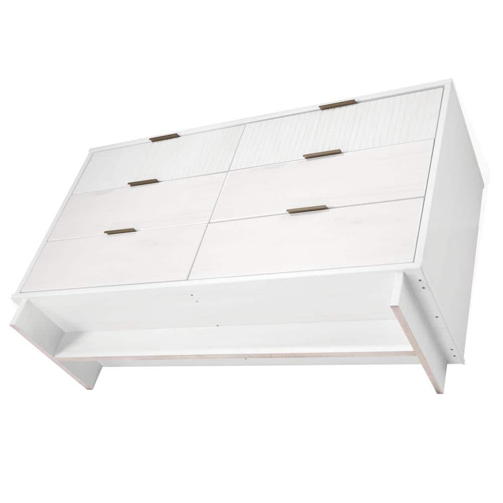 Granville White Double Wide Dresser with Soft Close Drawers