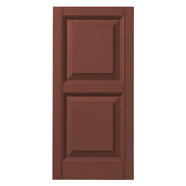 Ply Gem 15 in. x 39 in. Raised Panel Polypropylene Shutters Pair in Red