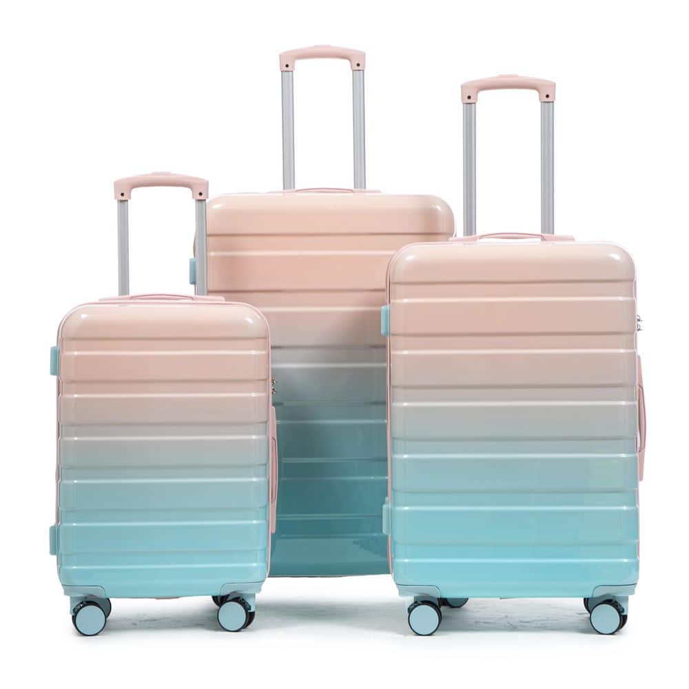 3-Pieces Blue/Pink Polycarbonate Luggage Set with Printed Pattern and Combination Lock price history on PriceWatchPro