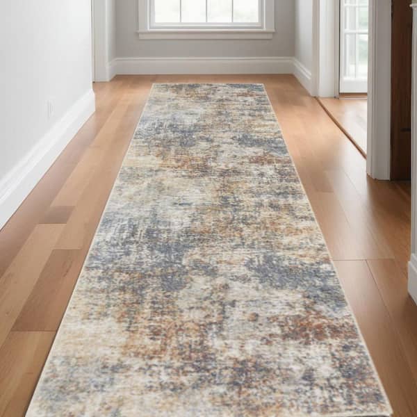 2 ft.x 10 ft. White Abstract Washable Runner Area Rug