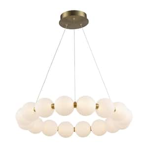 Ellington 25.5 in. 1-Light Dimmable Integrated LED Antique Gold Chandelier Light Fixture with Acrylic Globe Shades