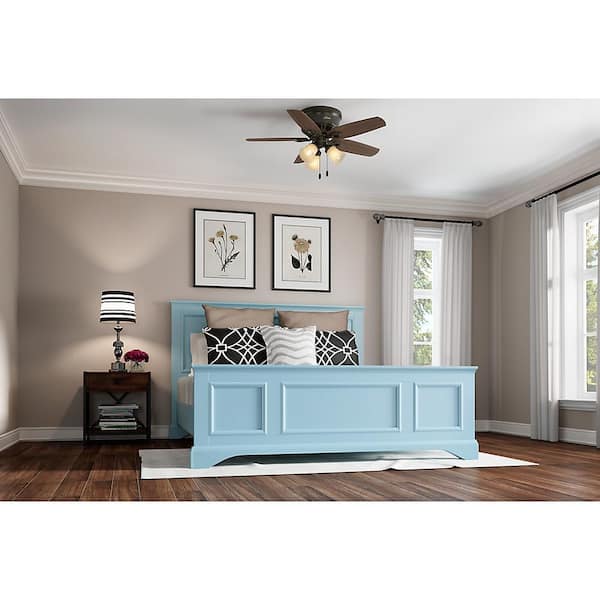 Builder 42 inch New Bronze Low Profile Indoor Ceiling Fan with LED Light Kit and Pull Chain