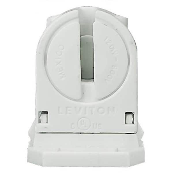 Leviton 120W Low Profile Miniature Base T5 Bi Pin Lamp Center Snap-In/Slide-On Fluorescent Lampholder, White