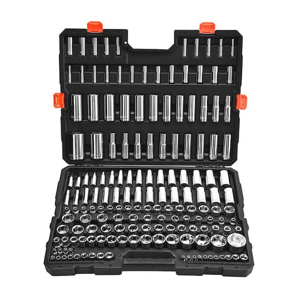 Socket Set, 3/8 & 1/4 & 1/2 in. Drive Socket Tool Set, Mechanic Tool Kit for Automotive Repair, 163 Pieces 2025 Update