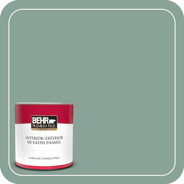 BEHR PREMIUM PLUS 1 qt. #T16-12 Modern Mint Hi-Gloss Enamel Interior/Exterior Paint & Primer