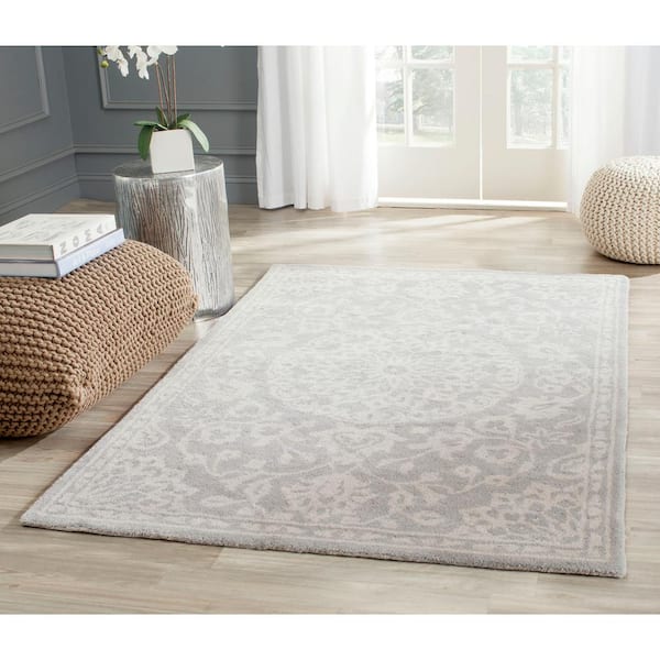 Bella Gray/Silver Doormat 3 ft. x 5 ft. Border Area Rug
