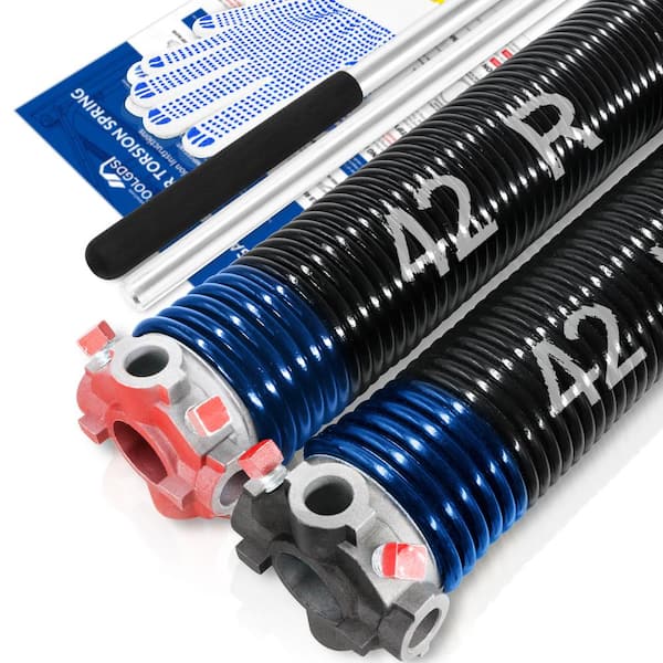 YOTOOLGDS 0.262 in. Wire x 2 in. x 42 in. L Electrophoresis Garage Door Torsion Springs in Blue Left and Right with Winding Bars