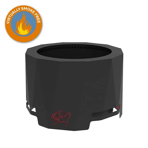 BLUE SKY OUTDOOR LIVING The Peak NHL 24 in. x 16 in. Round Steel Wood Patio Fire Pit - Columbus Blue Jackets