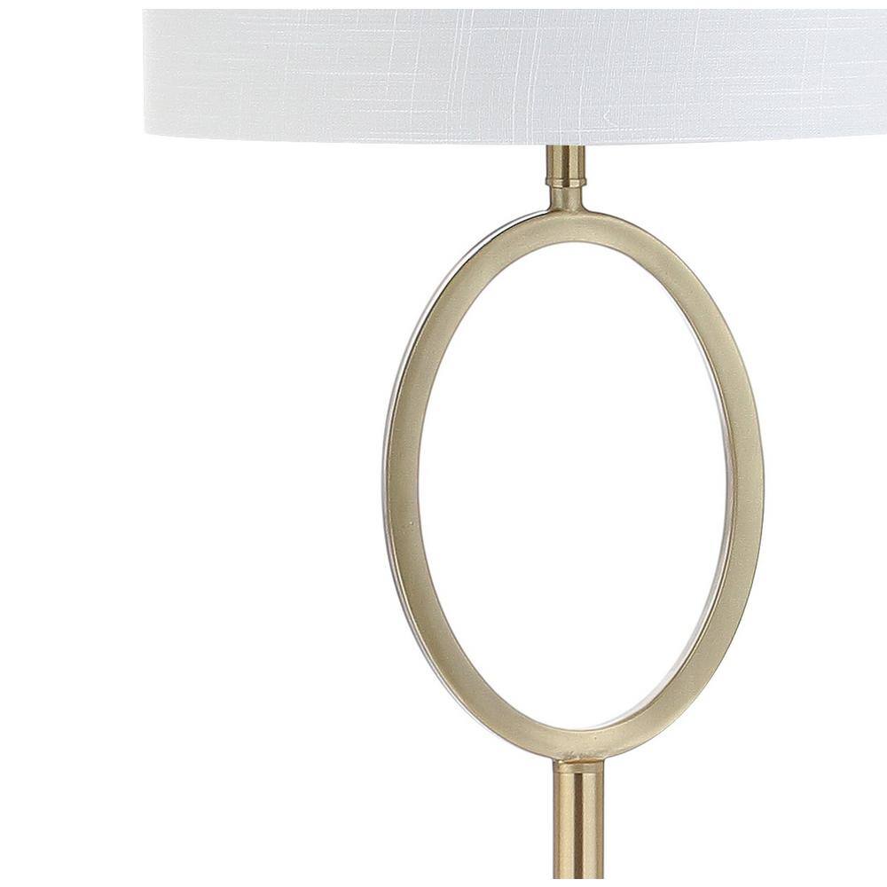Arc 61" White Cotton Drum Shade Brass Floor Lamp