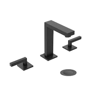 Duro Widespread Two-Handle Bathroom Faucet with Push Pop Drain Assembly in Matte Black (1.0 GPM)