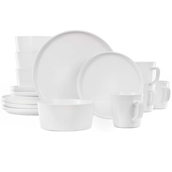 Elama Luxmatte White 16-Piece Dinnerware Set