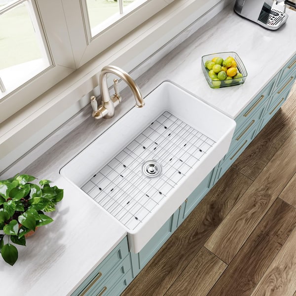 HOROW White Fireclay 33 in. Single Bowl Kitchen Sink Farmhouse