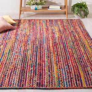 Braided Natural Multi Doormat 3 ft. x 5 ft. Border Striped Area Rug