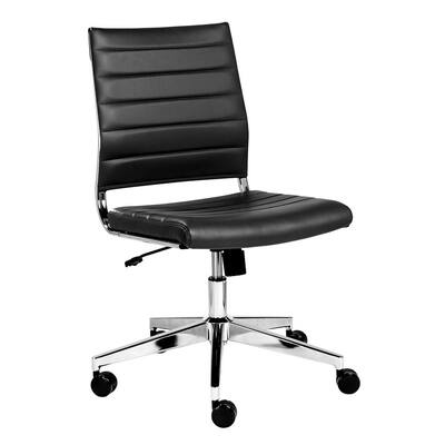 Brooklyn Low Back Office Chair w/o Armrests in Black with Chromed Steel Base