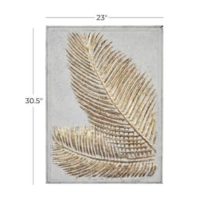 Metal Gold Relief Palm Leaf Wall Decor with Gold Detailing