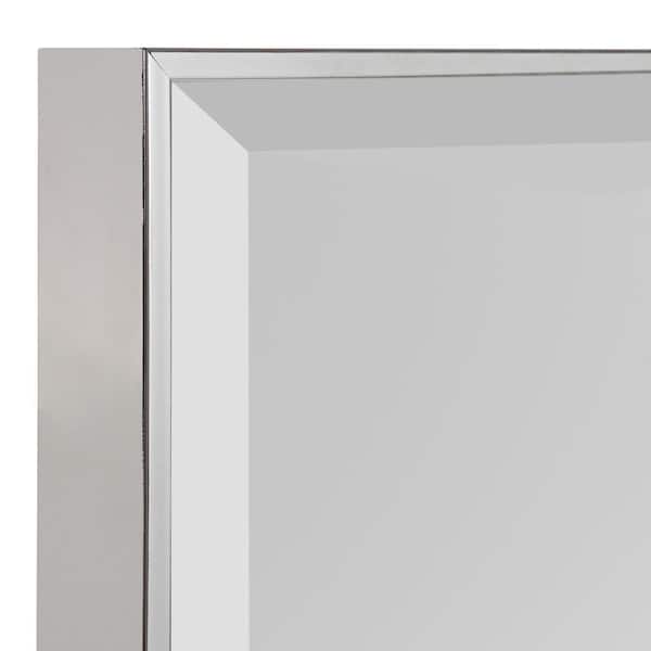 Medium Rectangle Chrome Silver Beveled Glass Contemporary Mirror (24.75 in. H x 18.75 in. W)