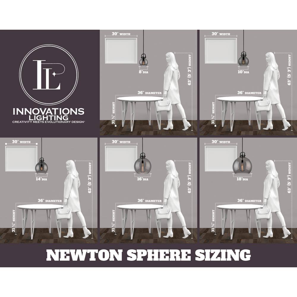 Newton Matte Black 14" Mini Globe Pendant with Clear Glass