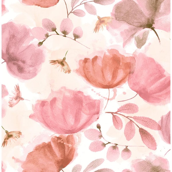 Brewster Zahra Pink Floral Pink Wallpaper Sample