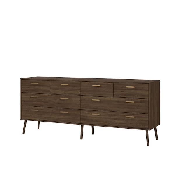 Tone Mocha Oak 8 Drawer 77.05 in. W Double Dresser