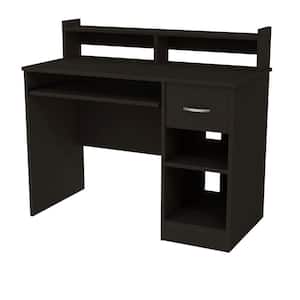 41 in. Black Rectangular 1 -Drawer Computer Desk with Hutch