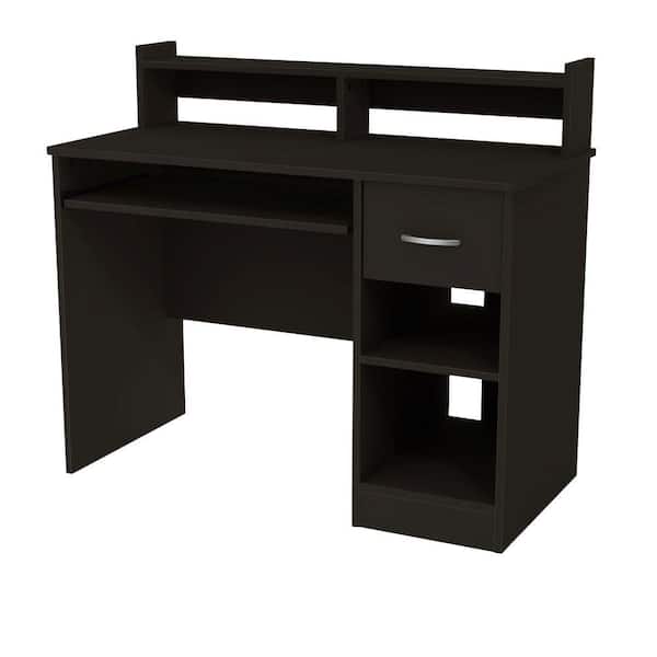 South Shore 41 in. Black Rectangular 1 -Drawer Computer Desk with Hutch