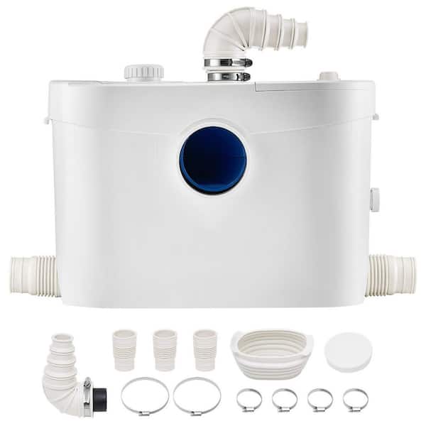 SKYSHALO Macerator Pump 900W 48GPM Flow 40 ft. Head Macerator Sewerage Toilet Pump with 4 Water Inlets Waste for Toilet