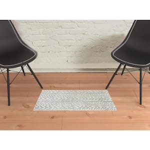 Taupe 2 ft. x 3 ft. Abstract Machine Tufted Area Rug with UV Protection