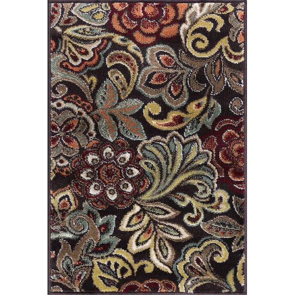 Tayse Rugs Deco Abstract Brown 2 ft. x 3 ft. Indoor Area Rug