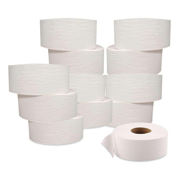 GEN 9 in. Dia 1-Ply JRT Jumbo White Toilet Paper Septic Safe (12
