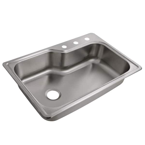 Design House Drop-in Stainless Steel 33 in. 18 Gauge 3-Hole Single Bowl Kitchen Sink