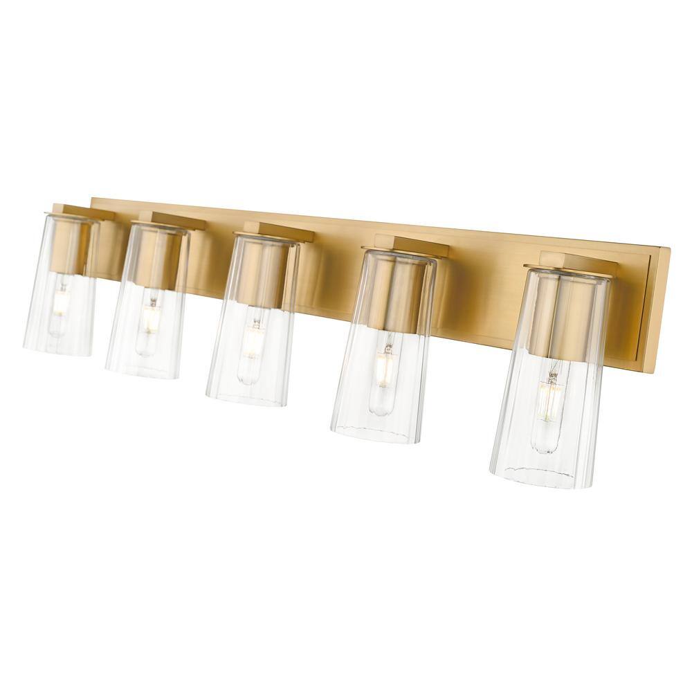 Modern Gold 5-Light Dimmable Cylinder Vanity Fixture