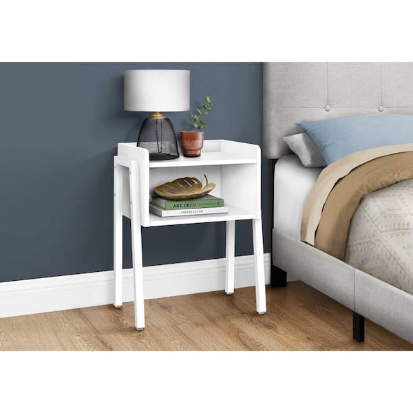 HomeRoots 18.5 in. White Rectangle MDF End Table