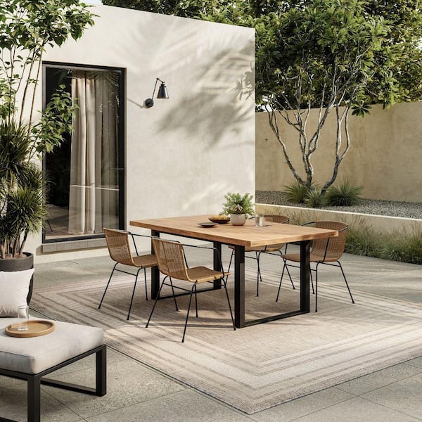 Horizon Indoor/Outdoor Grey 10 ft. x 14 ft. Bordered Contemporary Area Rug