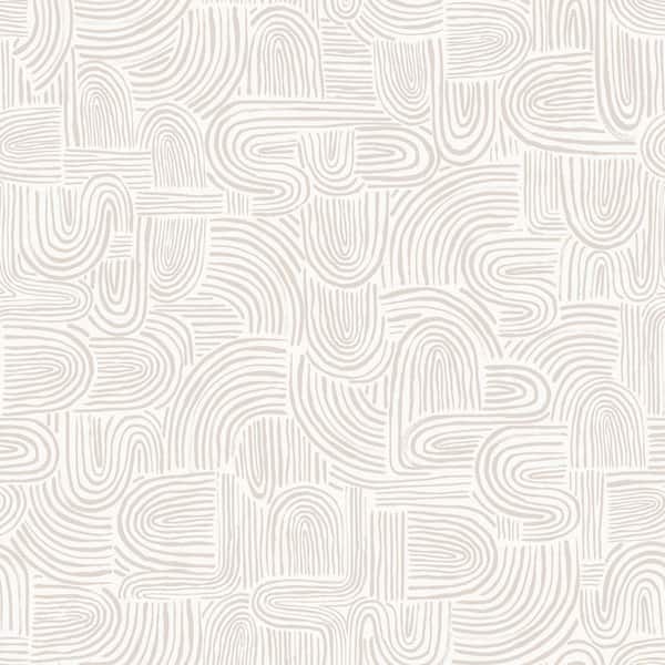 Sand Taupe & White Swell Vinyl Peel and Stick Wallpaper Roll (Covers 15.37 sq. ft. )