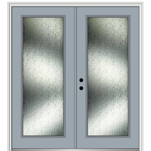 MMI Door Rain Glass 64 in. x 80 in. Right-Hand Inswing Full Lite Painted Storm Cloud Prehung Front Door on 4-9/16 in. Frame