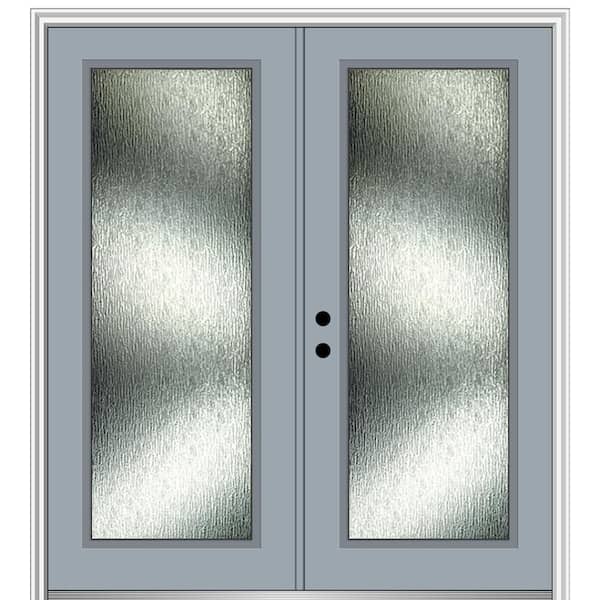 MMI Door Rain Glass 72 in. x 80 in. Right-Hand Inswing Full Lite Painted Storm Cloud Prehung Front Door on 4-9/16 in. Frame