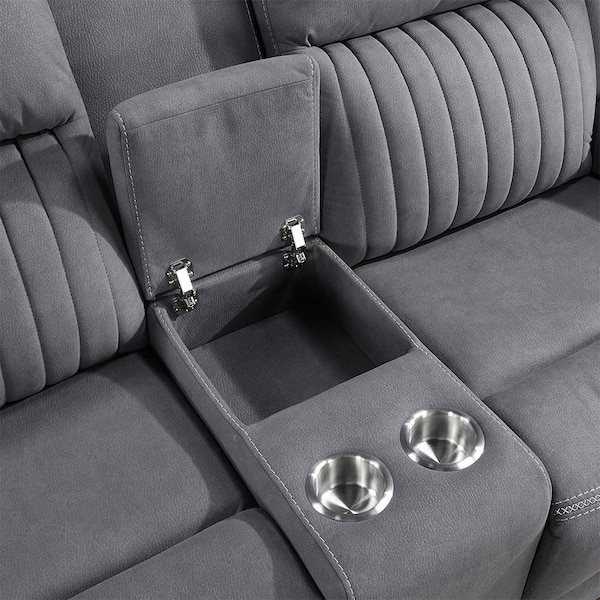 Lazzara Gabi 75 in. W Gray Microfiber 2-Seater Manual Double