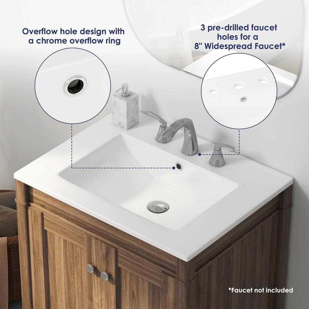 Tucson 24" White Vitreous China Vanity Top Sink